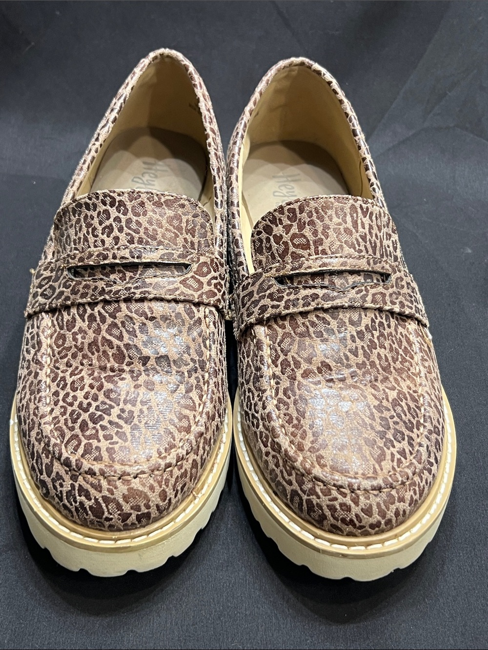 Corkys Leopard-Print Penny Loafers in Brown and Cream
